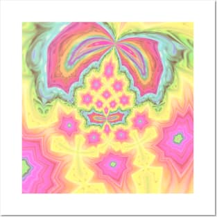 Pink Floral Tie Dye Psychedelic Posters and Art